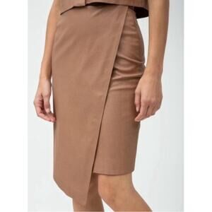 n: Philanthropy Brown Faux Leather Midi Skirt Size Large